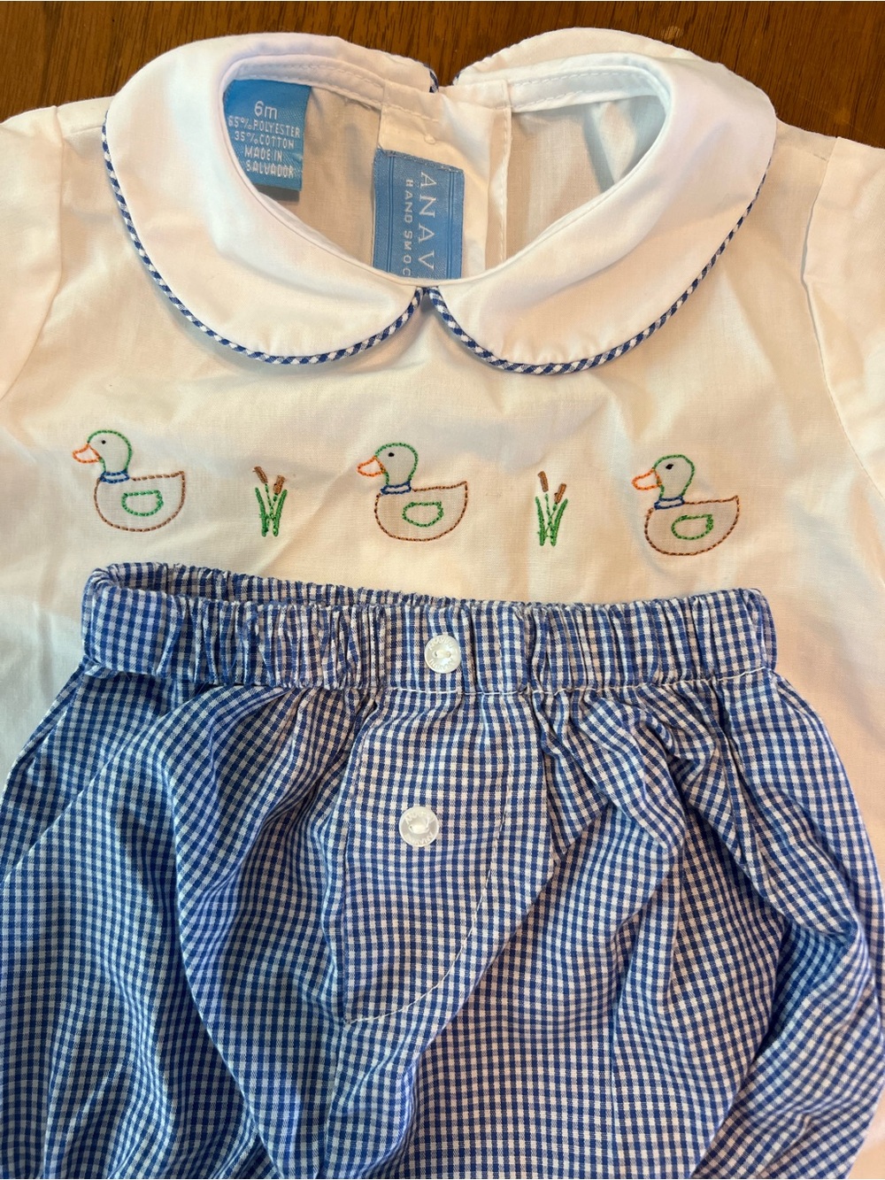 ANAVINI Boys, Embroidered Duck Short Set, Size 6 months